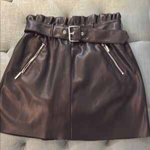 NWT Marc New York Black Faux Leather Skirt with Belt
